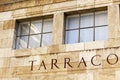 Detail facade building archeological museum with ancient city roman name Tarraco,Tarragona,Spain.