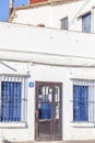 Detail facade building, mediterranean colors typical maritime ho