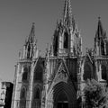 Detail of the facade of the Catholic Cathedral in Barcelona, Spain. Royalty Free Stock Photo