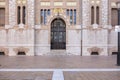 Detail facade door building post,correos,modernist style.Castel