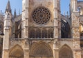 Detail of the facade of the gothic Cathedral of Leon in Spain. Royalty Free Stock Photo