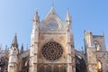 Detail of the facade of the gothic Cathedral of Leon in Spain. Royalty Free Stock Photo