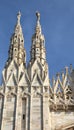 Detail of Facade of Gothic Cathedral in Milan Italy