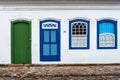 Detail of facade of historical colonial house in Brazil