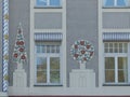 Trees of liberty style on a facade of a building of Munich in Germany. Royalty Free Stock Photo