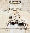 Detail of the facade medieval bas relief of the City of Pula. Croatia Royalty Free Stock Photo