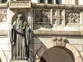 Detail of the facade of the Monastery of St. Benedict and Church of Our Lady of Assumption, in Sao Bento Square, downtown Sao Paul Royalty Free Stock Photo