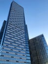 Detail of the facade an office building in the future against the blue sky Royalty Free Stock Photo