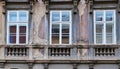 Detail of Windows on Old Zagreb Building, Croatia Royalty Free Stock Photo