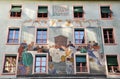 Detail facade of the old house. luzern. Switzerland.