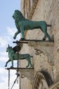 Detail of the facade of the Palazzo dei Priori, Perugia, Italy