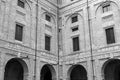 Parma: Pilotta Palace facade detail. Black and white photo