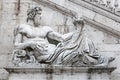 Detail of facade of Palazzo Senatorio on the Capitol hill Royalty Free Stock Photo