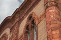 The detail of the facade of red synagogue in 1911 in Uzhhorod was designed by Austro-Hungarian architects.