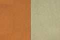 Detail facade two-tone plaster in beige and orange with black vertical dividing line in different divisions Royalty Free Stock Photo