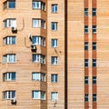 detail of facade of urban brick apartment building Royalty Free Stock Photo