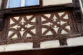 Detail of fachwerkhaus, or timber framing, in Alsace, France