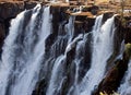 Detail of falling water Victoria Falls. Close-up. Mosi-oa-Tunya National park. and World Heritage Site. Zambiya. Zimbabwe. Royalty Free Stock Photo