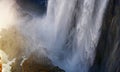 Detail of falling water Victoria Falls. Close-up. Mosi-oa-Tunya National park. and World Heritage Site. Zambiya. Zimbabwe. Royalty Free Stock Photo
