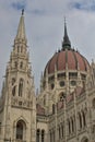 Detail of the famous Hungarian parliament building in the cityscape of Budapest. Royalty Free Stock Photo