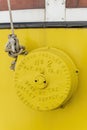 Detail of the famous old Portuguese yellow streetcar