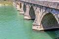 Detail of famous Ottoman Mehmed Pasha Sokolovic stone bridge Royalty Free Stock Photo