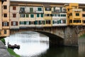 Detail of the famous Ponte Vecchio Bridge over Arno River, Florence, Italy - Image Royalty Free Stock Photo