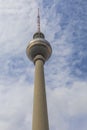 Detail of the famous TV Tower (Fernsehturm) located at Alexanderplatz, in Berlin, capital of Germany.