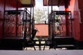 Detail of fancy gates on old train carriages