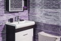 Detail of fashionable bathroom in purple Royalty Free Stock Photo