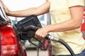 Detail Of Female Motorist Filling Car With Diesel