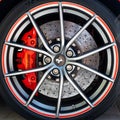 Detail of Ferrari alloy and Brembo disk