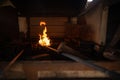 Detail of fire from a charcoal forge in a blacksmith's workshop Royalty Free Stock Photo
