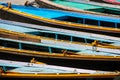 Detail of fishing boats on the banks of the Ganges in Varanasi, Uttar Pradesh Royalty Free Stock Photo