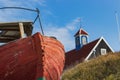 Detail of a fishing wooden boats in Sisimiut, Greenland