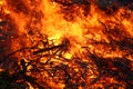 Detail of flames in an outdoor fire in Denmark Royalty Free Stock Photo