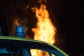 Detail of Flashing Blue Siren Light on Roof of Emergency Vehicle Royalty Free Stock Photo