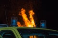 Detail of Flashing Blue Siren Light on Roof of Emergency Vehicle Royalty Free Stock Photo