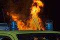 Detail of Flashing Blue Siren Light on Roof of Emergency Vehicle Royalty Free Stock Photo