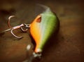 Detail of floating fishing lure Shad Rap plug Royalty Free Stock Photo