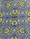 Detail of a floral decorated wall of a religious building to Samarkand in Uzbekistan.