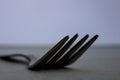 Detail of fork tines at the dining table Royalty Free Stock Photo