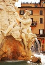 Detail of the Fountain of the Four Rivers in Piazza Navona, Rome Royalty Free Stock Photo