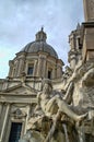 Detail of the Fountain of Four Rivers in Rome, Italy Royalty Free Stock Photo
