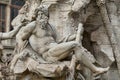 Detail of the Fountain of Four Rivers in Rome, Italy Royalty Free Stock Photo