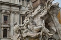 Detail of the Fountain of Four Rivers in Rome, Italy Royalty Free Stock Photo