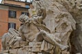 Detail of the Fountain of Four Rivers in Rome, Italy Royalty Free Stock Photo