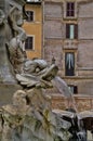 Detail of the Fountain of Pantheon in Rome, Italy Royalty Free Stock Photo
