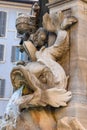 Detail of the fountain on Pantheon square at Rome in Italy Royalty Free Stock Photo