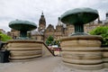 Sheffield Town Hall with fountains in Sheffield. England